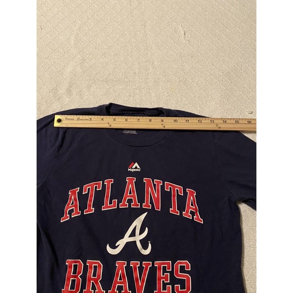 Atlanta Braves Majestic MLB Baseball Tee Shirt Size Boys Medium - Picture 4 of 12